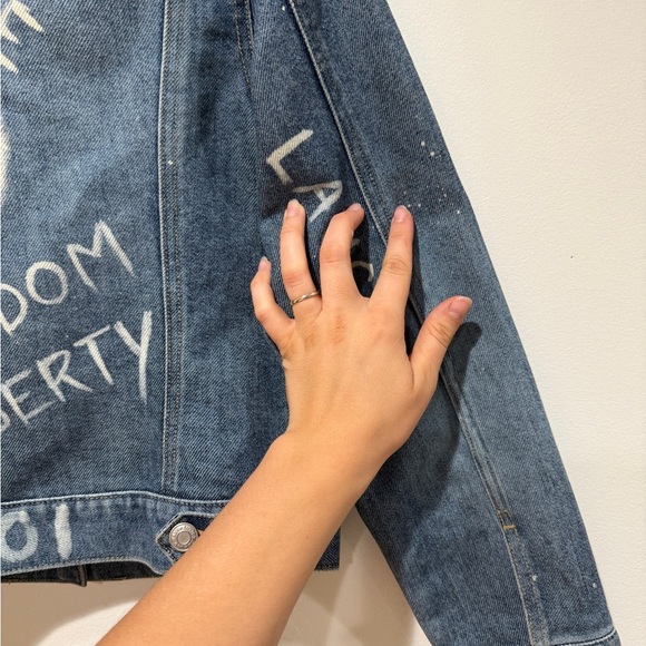 VTG Y2K Old Navy Denim Jacket DIY Design Sz M Medium Womens Hippie Casual Unique - Picture 9 of 11